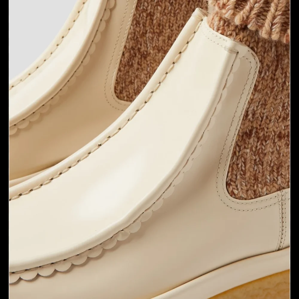 Chloe Cream and Tan Platform Chelsea Boots